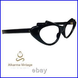 1950S Vintage Eyeglasses Made In France Unknown Brand Black Frame Butterfly