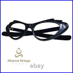 1950S Vintage Eyeglasses Made In France Unknown Brand Black Frame Butterfly