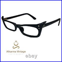 1950S Vintage Eyeglasses Made In France Unknown Brand Black Frame Unusual