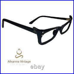 1950S Vintage Eyeglasses Made In France Unknown Brand Black Frame Unusual