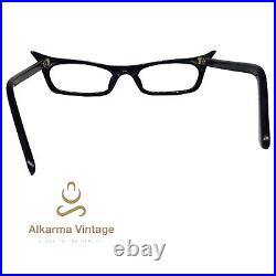 1950S Vintage Eyeglasses Made In France Unknown Brand Black Frame Unusual