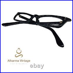 1950S Vintage Eyeglasses Made In France Unknown Brand Black Frame Unusual