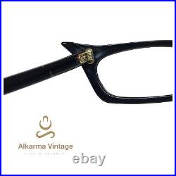 1950S Vintage Eyeglasses Made In France Unknown Brand Black Frame Unusual