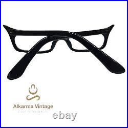 1950S Vintage Eyeglasses Made In France Unknown Brand Black Frame Unusual