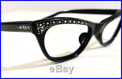 1950's UNSIGNED CAT EYE frame France black glasses fashion
