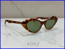 1950's Vintage Cat Eye Sunglasses France Made Tortoise Green Rare Style Mint