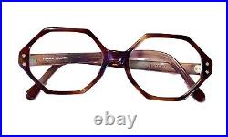 1950s French Brown Hexagon EyeGlasses Made In France Star Accents Mid Century