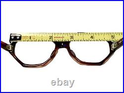 1950s French Brown Hexagon EyeGlasses Made In France Star Accents Mid Century