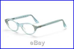 1950s cateye eyeglasses Selecta, Nanette in Velvet Blue with strass 46-22mm EG 5