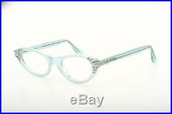 1950s cateye eyeglasses Selecta, Nanette in velvet blue with strass 46-20mm