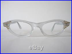 1950s cateye eyeglasses by Selecta, Mod. Nanette Decor in velvet silver 44-20