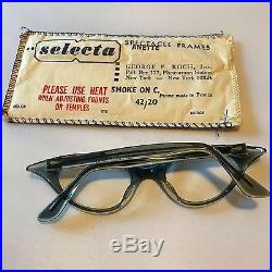 1950s pointy cateye eyeglasses by Selecta Mod Anette smoke crystal Clear Vintage