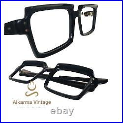 1960S Vintage eyeglasses Square Made In France Black Color Unknown Brand