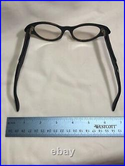 1960s RAUBERT MADE IN FRANCE GREY LUCITE CAT EYE GLASSES EXCELLENT CONDITION