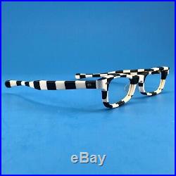 1960s Womens Eyeglass Frames Black White Striped Checked France
