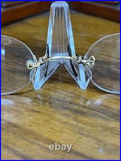 19c. Victorian Antique Eyeglasses Spectacles Pince Nez Rolled Gold Bridge NOS New