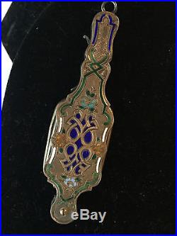 19th C. French Sterling silver Lorgnette Opera Glass Enamelled Chatelaine