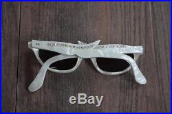 50s Cat Eye Sunglasses Pearlised White Lucite w Rhinestones Frames New Lenses