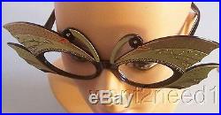 70s/80s vtg nos FRENCH EYEGLASS FRAMES Gold Jeweled Swans HUGE OUTRAGEOUS UNUSED