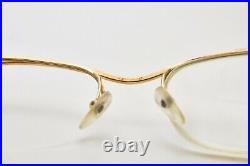 70s Vintage Eyewear Man SL Cat Eye Half Frame Gold Filled Frame Glasses France