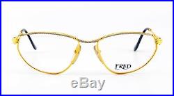 80s FRED Eye Frame ALIZE Gold Platinum Marine Sailor Deluxe 55-16 130 France NOS