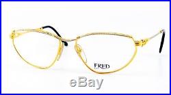 80s FRED Eye Frame ALIZE Gold Platinum Marine Sailor Deluxe 55-16 130 France NOS