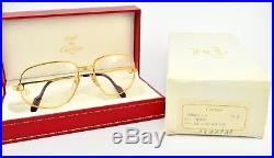 80s Vintage CARTIER Eye Frame ROMANCE L. C 58-18 22ct Gold Plated Luxury M-L NOS