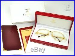 80s Vintage CARTIER Eye Frame Romance L. C 22ct Gold-Plated 54-16 130 Small NOS