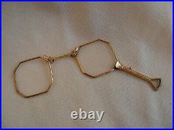 ANTIQUE FRENCH GOLDPLATED METAL FOLDING EYEGLASSES, LATE 19th CENTURY
