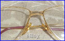 Authentic Vintage Large Cartier Paris Logo 20kt Gold Eye Glasses Frame 59-16