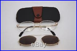 Alpina Roadstar Vintage Eyeglasses France 52mm Silver Gold with Clip on sunglasses