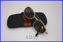 Alpina Roadstar Vintage Eyeglasses France 52mm Silver Gold with Clip on sunglasses