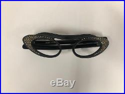 Amazing and rare Vintage Cat Eye 60s Frames in Black with Stones
