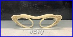 Amazing and rare Vintage Cat Eye 60s Frames in Creme with Stones