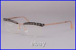 Amor France Vintage Gold Filled GF Jeweled Rhinestone Cat Eye Eyeglasses 130