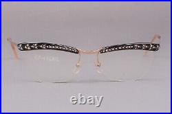 Amor France Vintage Gold Filled GF Jeweled Rhinestone Cat Eye Eyeglasses 130