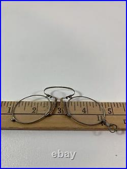 Antique 1880s Pince-nez Eyeglasses Steel Oval Frame And Cork Nose Rests