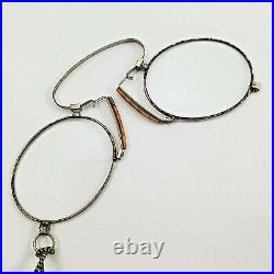 Antique 1880s Pince-nez Eyeglasses Steel frame & Cork Nose Rests
