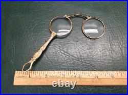 Antique French Made 14K Yellow Gold Lorgnette or Folding Opera Glasses 25.6 g