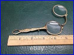 Antique French Made 14K Yellow Gold Lorgnette or Folding Opera Glasses 25.6 g