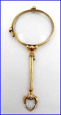 Antique French Made 14k Yellow Gold Lorgnette Or Folding Opera Glasses