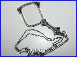 Antique French Sterling Silver Marcasites Lorgnettes Folding Eyeglasses Necklace
