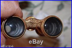 Antique Houston Optical Colmont opera glasses with handle brass & mother pearl