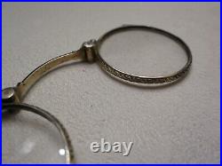 Antique Silver French Blue Enamel Lorgnette Opera Glasses with Gemstones 1870-1890