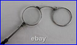 Antique Victorian French solid silver Opra Mechanical Detailed Eye Glasses