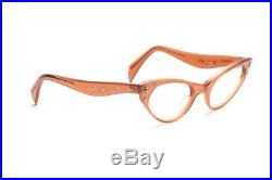 Autehntic 1950s cateye eyeglasses by SELECTA Mod SUZETTE brown Decor 44-22mm EG2