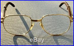Authenic Vintage Cartier Monceau Palisander Eye Glasses Wood Metal Gold Brown