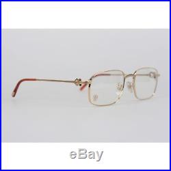 Authentic CARTIER Paris Gold Rectangular Frame T8100455 Eyeglasses 56mm 140 NOS