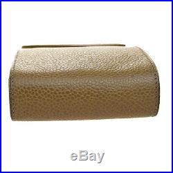 Authentic CHANEL CC Eye Glasses Case Caviar Skin Leather Beige Vintage 04F513