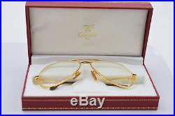 Authentic Cartier Eyeglass Frame Gold Bordeaux With Prescription Lenses 128512